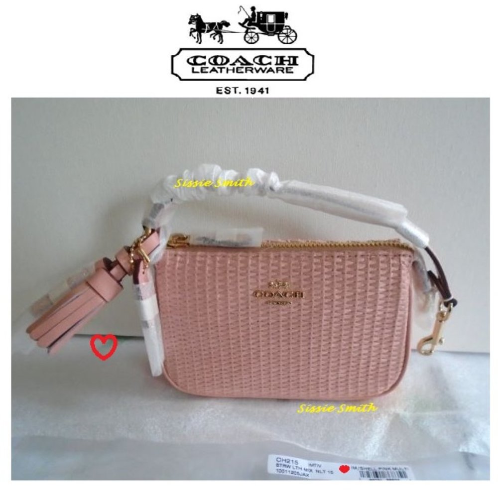 NWT Coach Straw and Leather Nolita 15 in Shell Pink